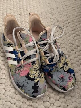 adidas Women's Floral Knit Running Sneakers - Pink, Blue, Yellow
